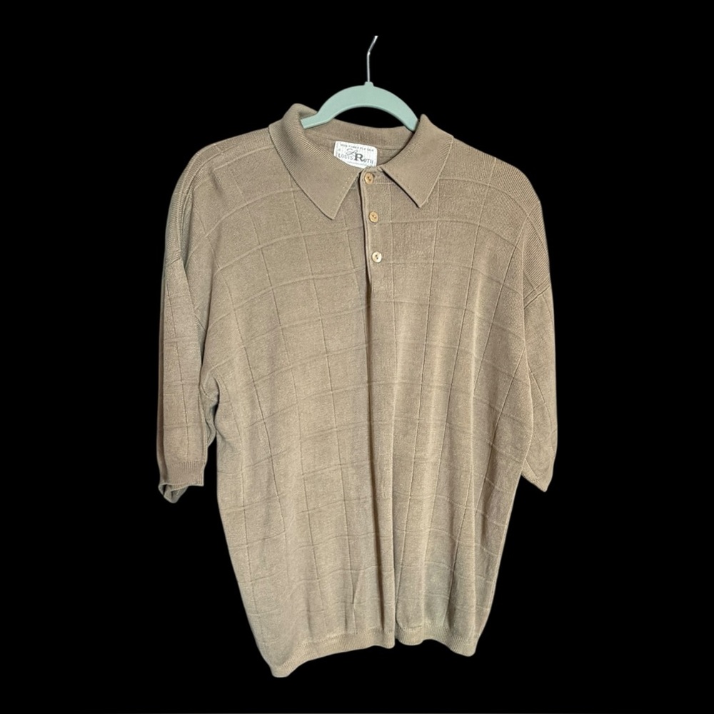 Louis Roth 90s Vintage Silk Tan Shirt Sz L